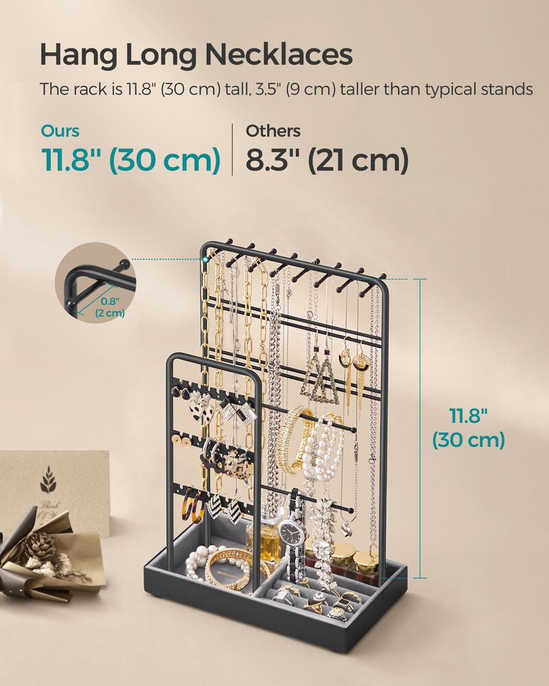 Jewelry Holder with Metal Frame and Velvet Tray
