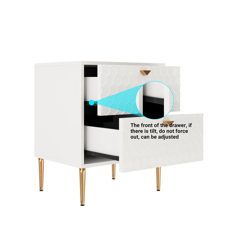 Black Wood Nightstand Accent Storage Cabinet with 2-Drawer Chest