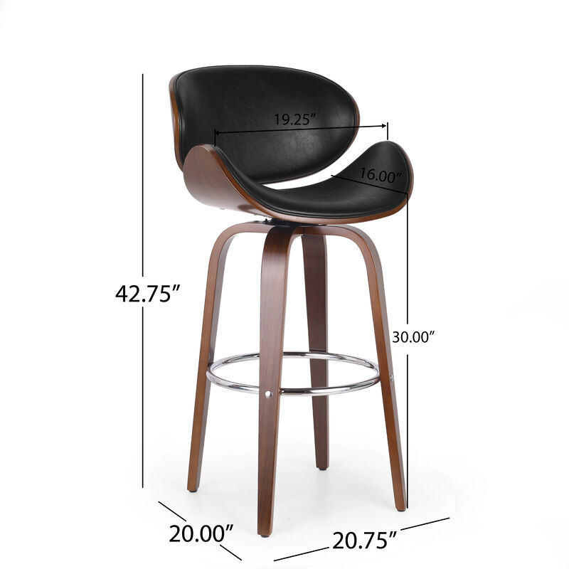 Merax Mid-Century Modern Upholstered Swivel Barstool