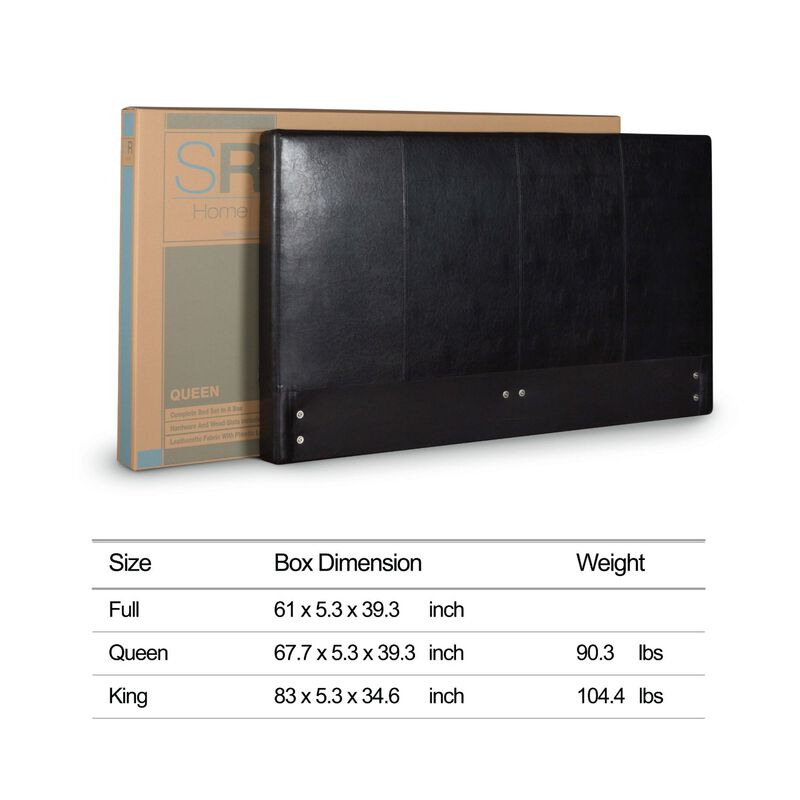 Hivvago Full size Modern Platform Bed with Espresso Faux Leather Headboard