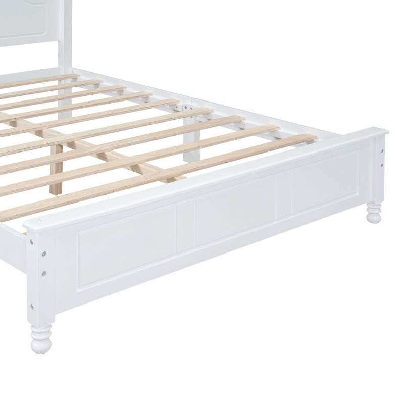 3-Pieces Bedroom Sets, Queen Size Wood Platform Bed And Two Nightstands-White