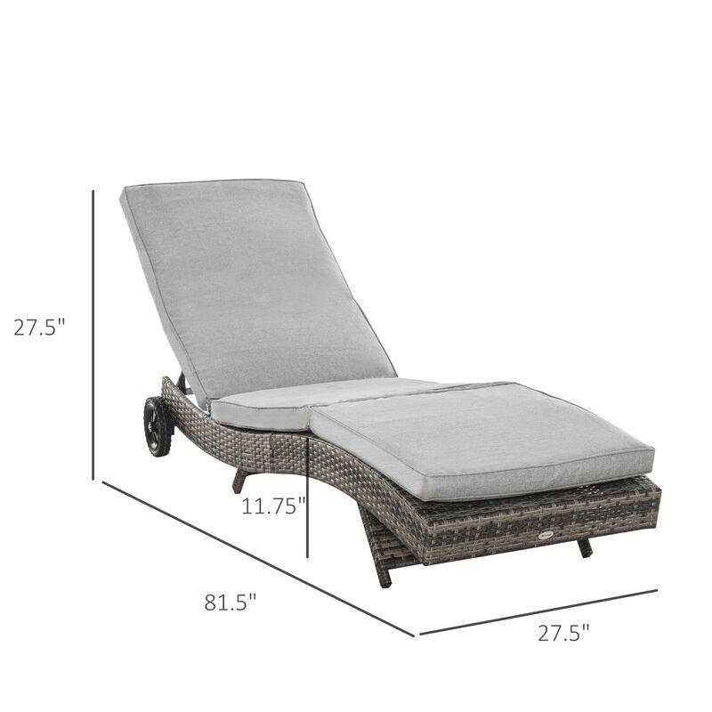Grey Outdoor Lounger: Wicker Chaise with Adjustable Backrest