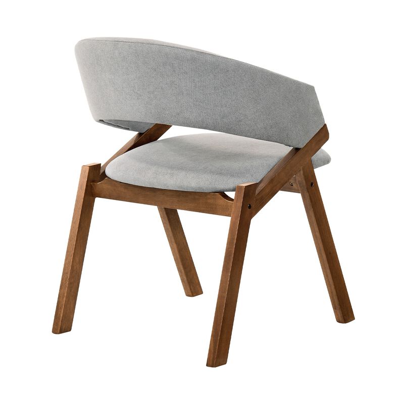 Talulah Gray Fabric and Walnut Veneer Dining Side Chairs - Set of 2 - Benzara