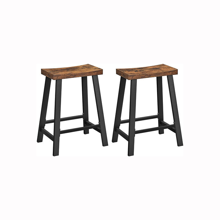 Set of 2 Bar Chairs with Footrest for Kitchen Breakfast