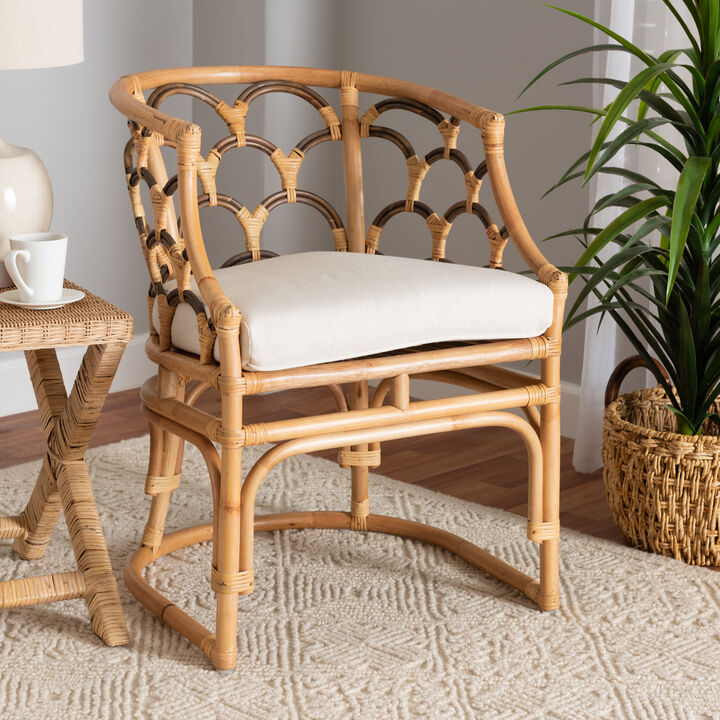 Bali & Pari Aster Modern Bohemian Natural Brown Rattan Armchair