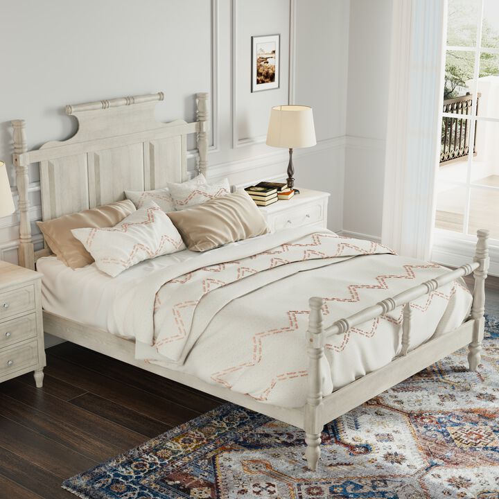 Merax Vintage Country Style 4-Poster Platform Bed