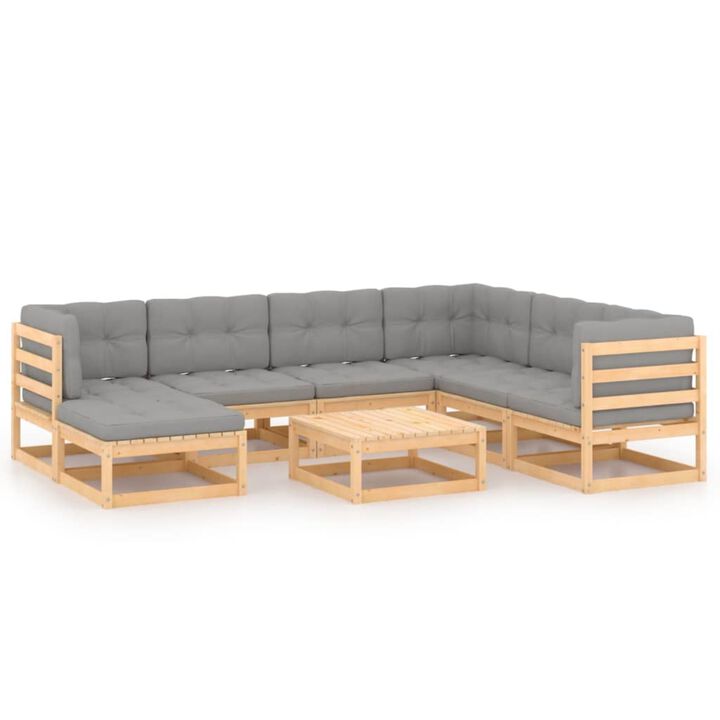 vidaXL 8 Piece Garden Lounge Set with Cushions Solid Pinewood