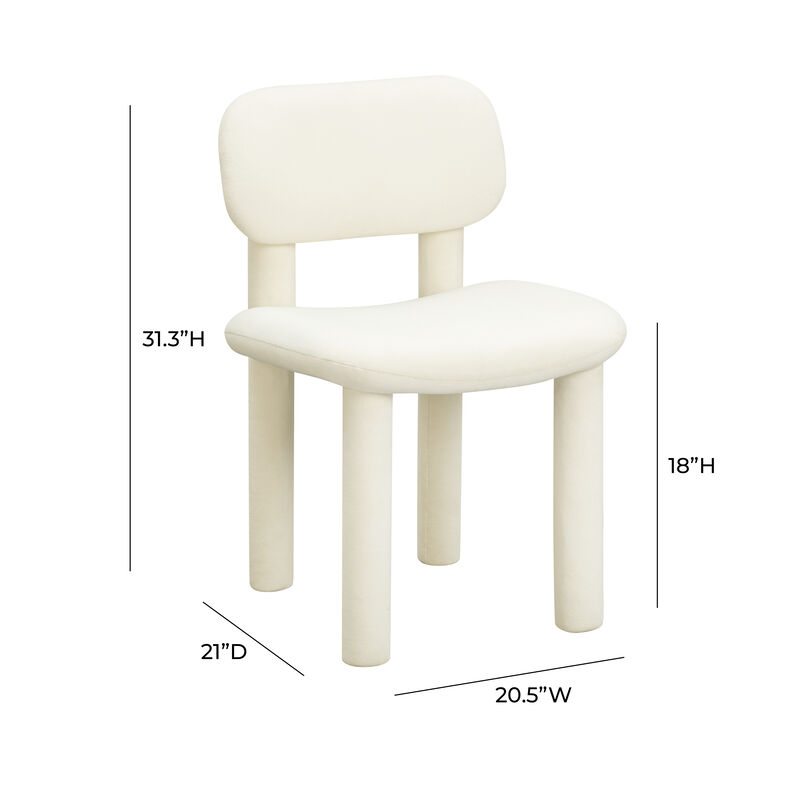 Elise Ivory White Velvet Dining Chair