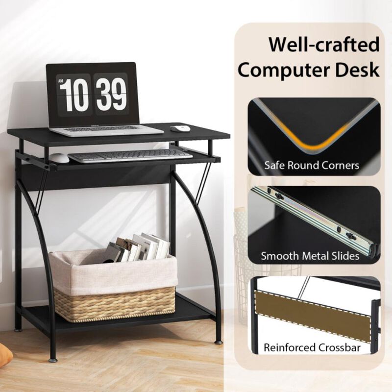 Hivvago 27.5 Inch Laptop Table Computer Desk for Small Spaces with Pull-out Keyboard Tray