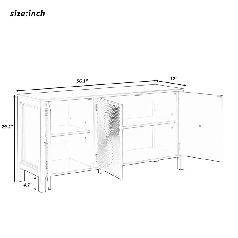 Merax Sideboard Cabinet with Curved Swirl Patterned Doors