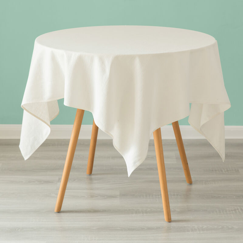 Deerlux 100% Pure Linen Washable Tablecloth Solid Color, 52" x 52" Square White