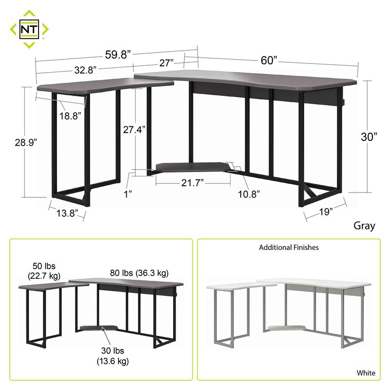 Ntense Quest Gaming L Desk with CPU Stand