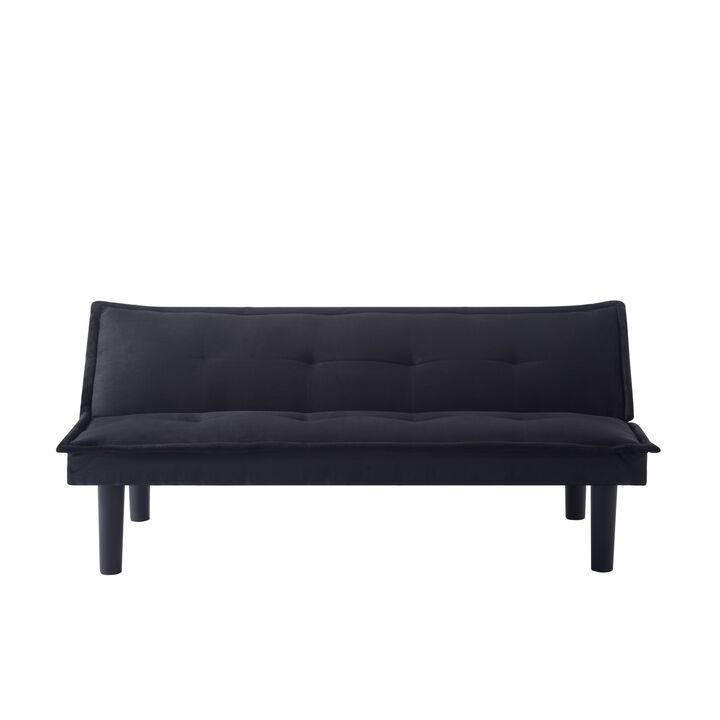 63.2 in. Black Velvet Twin Size Sofa Bed