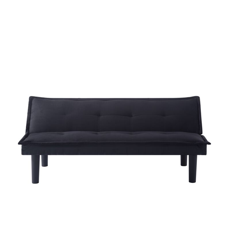 63.2 in. Black Velvet Twin Size Sofa Bed