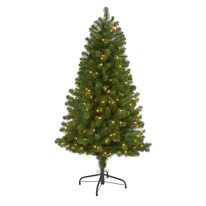 Nearly Natural Virginia Fir Artificial Christmas Tree with Clear Lights and Bendable Branches