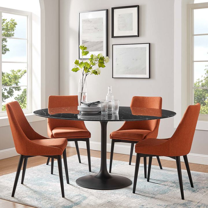 Modway - Lippa 60" Round Artificial Marble Dining Table Black Black