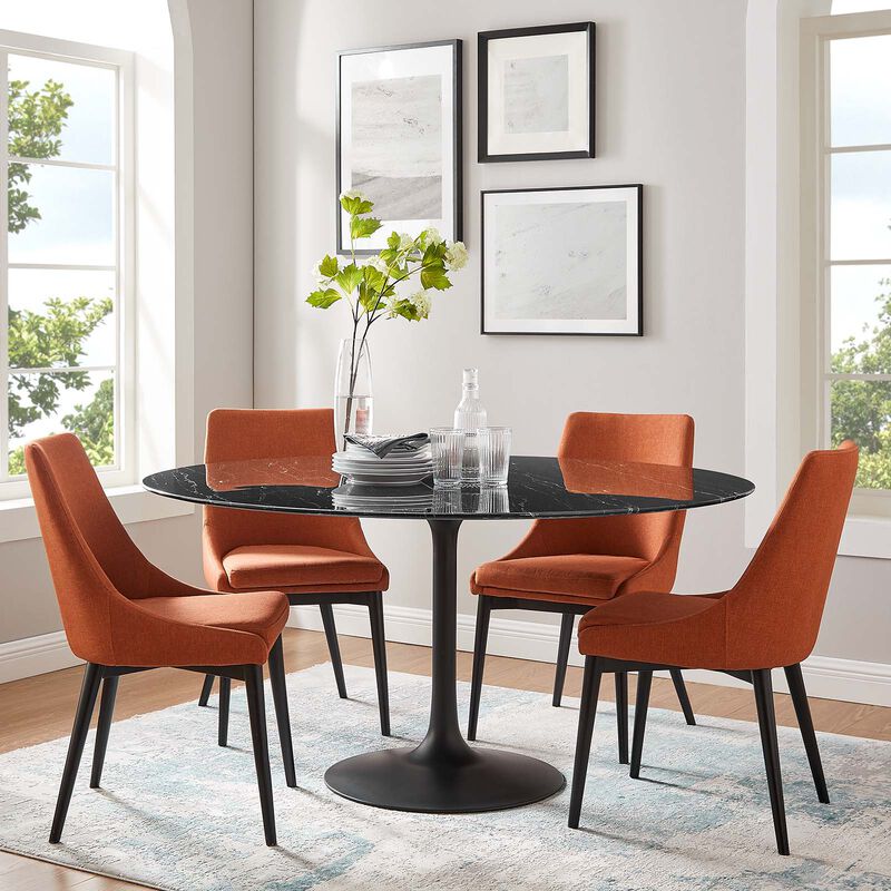 Modway - Lippa 60" Round Artificial Marble Dining Table Black Black