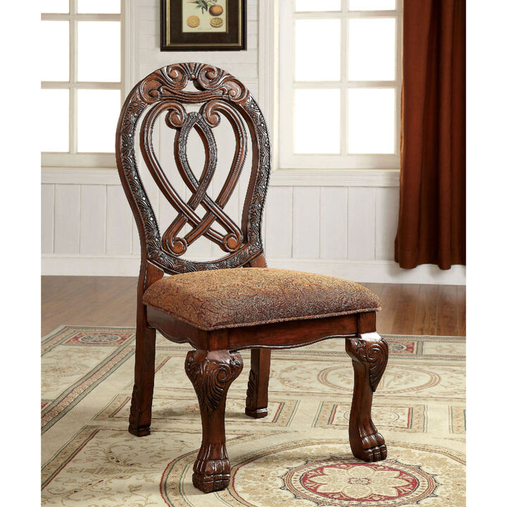 Cherry Wood Dining Chairs Set, 2 Side Chairs