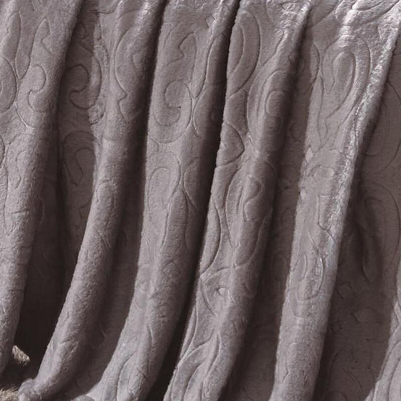 Dama Scroll All Season Embossed Pattern Ultra Soft and Cozy 50" x 60" Throw Blanket