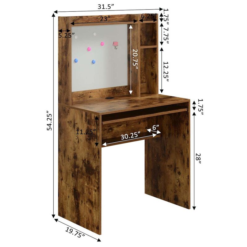 Convenience Concepts Designs2Go Student Desk with Magnetic Bulletin Board and Shelves
