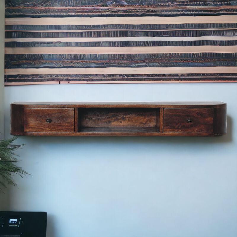 Lunar 2 Drawer Floating  Solid Wood Console