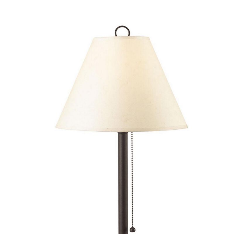 Paper Shade Metal Table Lamp with Pull Chain Switch,Set of 4,White and Black-Benzara