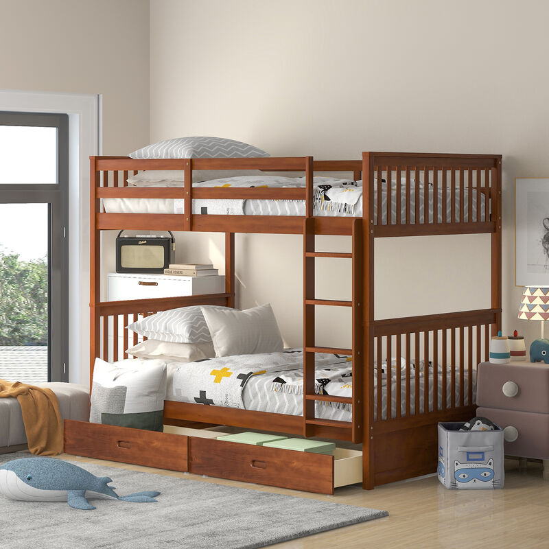 Merax Bunk Bed with Ladders and 2 Storage Drawers