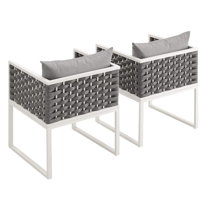 Modway EEI-3183-WHI-GRY-SET Stance Outdoor Patio Aluminum Dining Armchair, Set of 2, White Gray