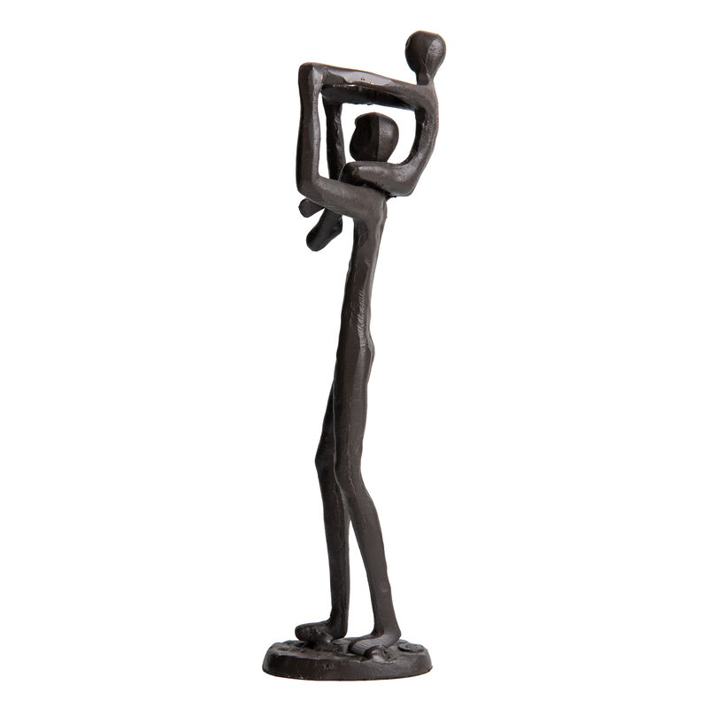 Proud Parent Holding Child Up Contemporary Iron Sculpture Statue