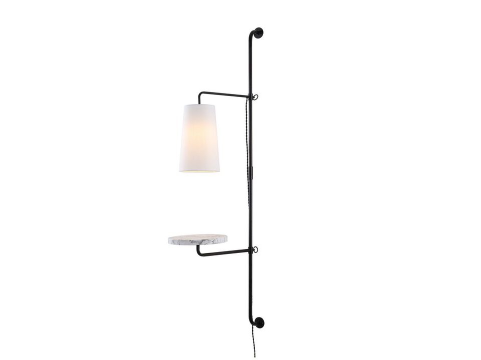 Andre 1-Light Contemporary Industrial Iron Plug-In with Adjustable White Marble Table LED Sconce