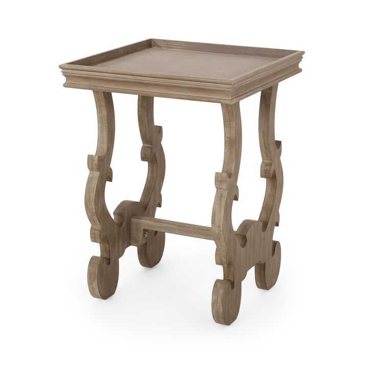 Side End Table, 19 Inch, Classic Curved Legs Design, Natural Brown - Benzara