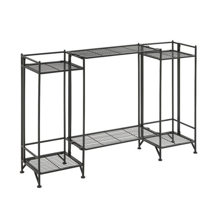 Convenience Concepts Xtra Storage 2 Tier Tall Folding Metal Shelves with Set of 2 Extension Shelves