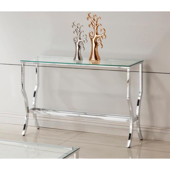 Coaster Co. of America Saide Rectangular Sofa Table with Mirrored Shelf Chrome