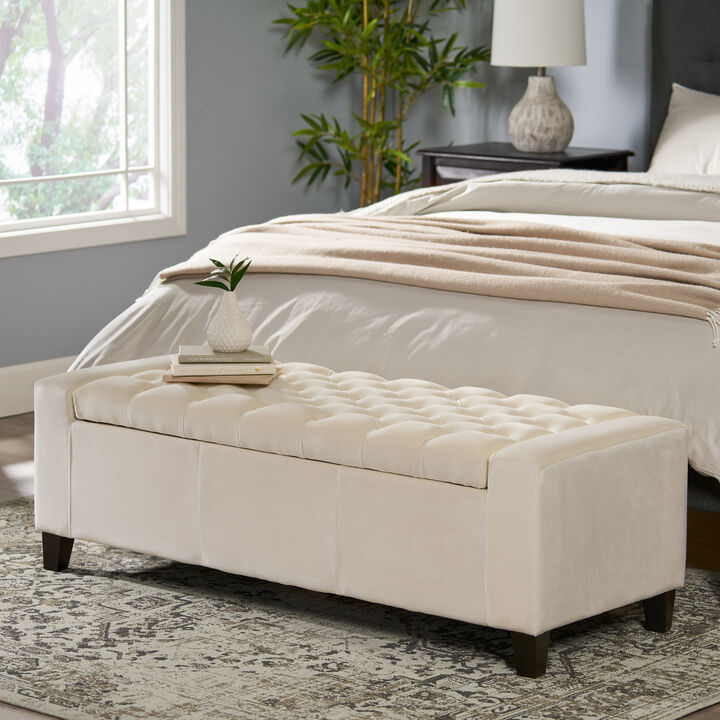 Merax Fabric Upholstered Storage Ottoman for Living Room, Bedroom