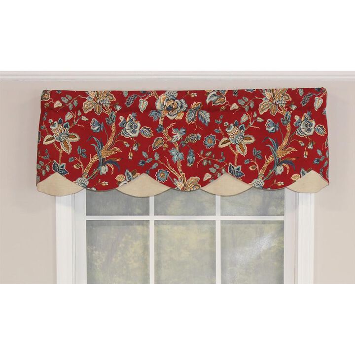 RLF Home Gianna Petticoat Valance White. 3"Rod Pocket, Contrast Bottom fabric. 50"W x 15"L