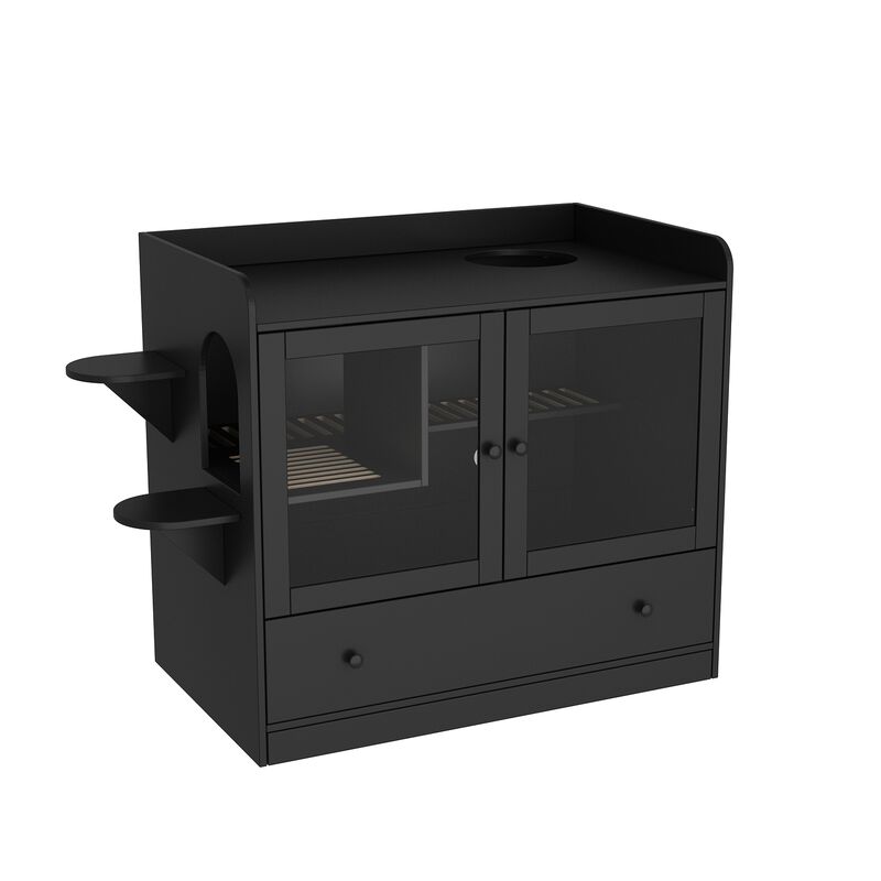 Extra Large Cat Litter Box Furniture Hidden, Cat Condo Pet House with Stairs, Cat Litter House for Living Room, Black