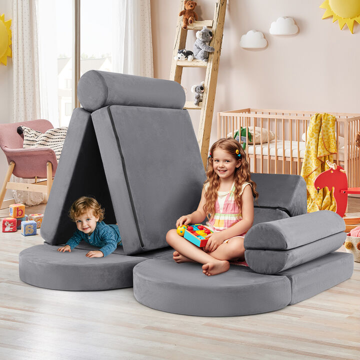 13 Pieces Convertible Modular Kids Play Couch for Nursery Playroom Bedroom