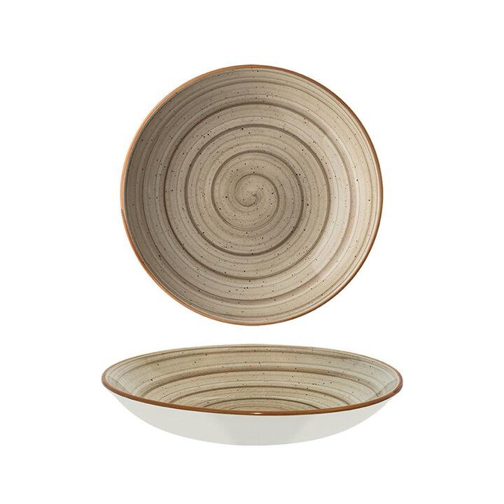 Terrain dia.9" h:2" 34 oz. Round Brown Porcelain Bowl (Set of 4)