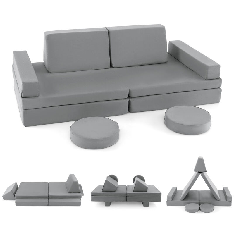 10-Piece Kids Play Couch Sofa with Portable Handle for Fun and Flexible Playtime Seating
