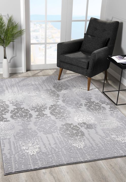 Oasis Modern Scandinavian Floral Grey Beige Indoor Area Rug