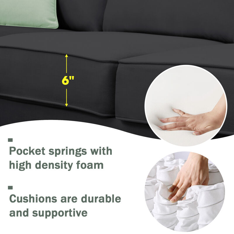 7-Seat L-Shape Modular Sectional Sofa Set with Ottoman