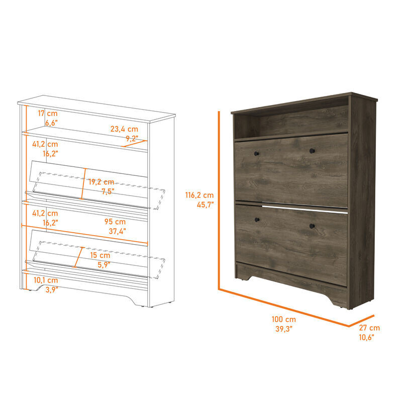 Cranberry 2-Shelf Shoe Rack Dark Brown
