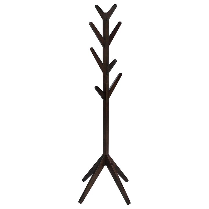 Margo Coat Rack, 8 Hooks and Tree Inspired Design, Brown Solid wood - Benzara