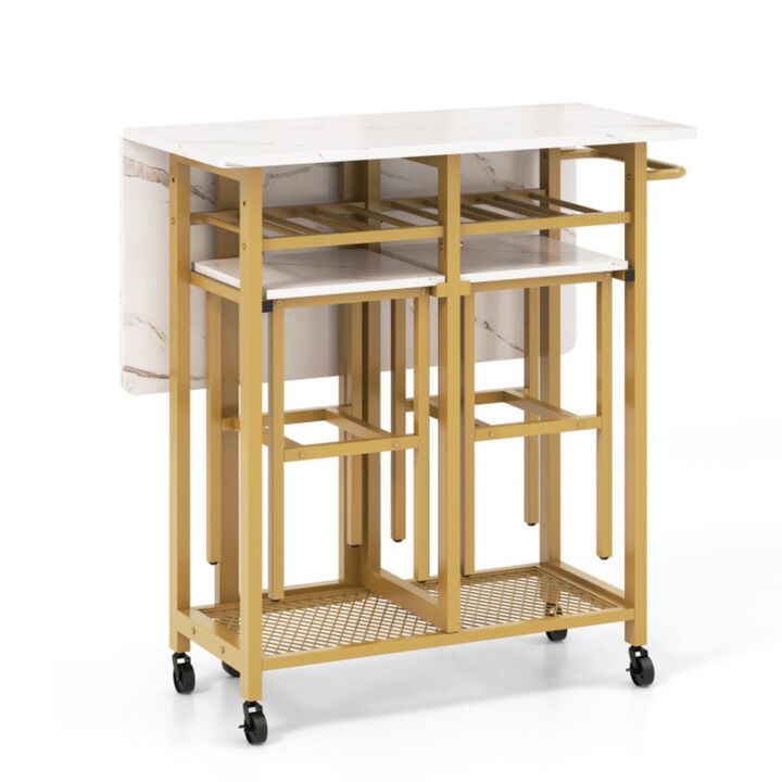 Hivvago 3 Pieces Dining Table Set with 6-Bottle Wine Rack