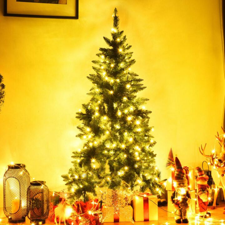 Hivvago Pre-Lit Artificial Half National Christmas Tree with 8 Flash Modes