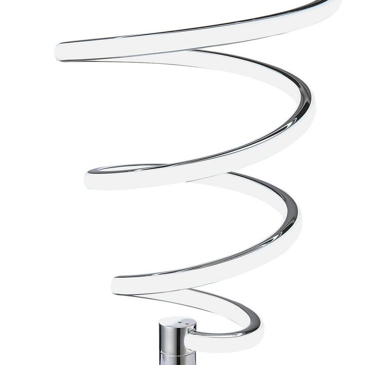Sun 20 Inch Table Lamp, Accent Twisted Modern Design, LED Light Chrome Base-Benzara
