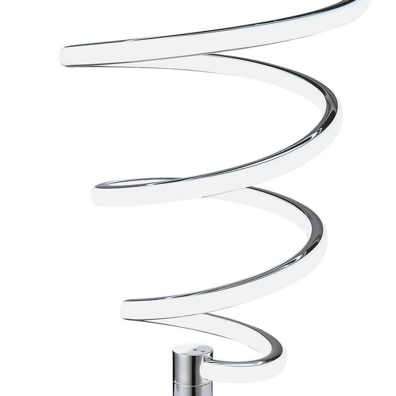 Sun 20 Inch Table Lamp, Accent Twisted Modern Design, LED Light Chrome Base-Benzara