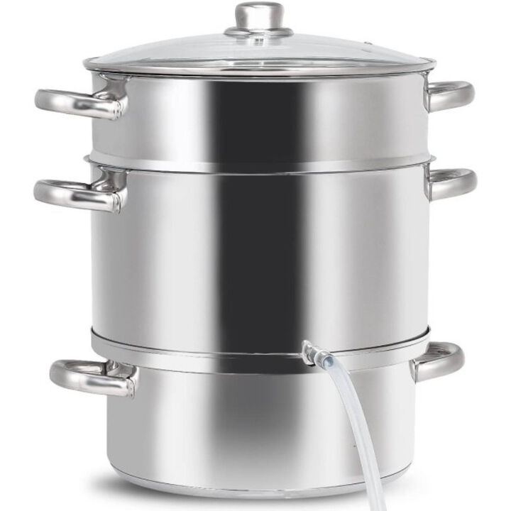 Hivvago 11 Quart Stainless Steel Steamer / Fruit Vegetable Juicer