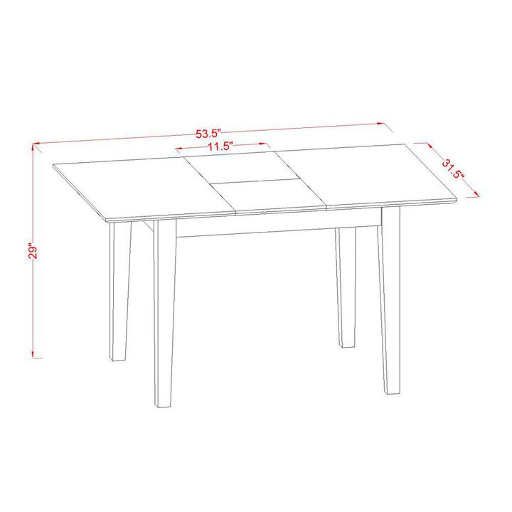 East West Furniture Norfolk  rectangular  table  with  12  Butterfly  Leaf    -Buttermilk  and  Cherry  Finish.