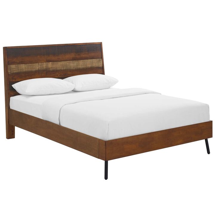 Modway - Arwen Queen Rustic Wood Bed Walnut